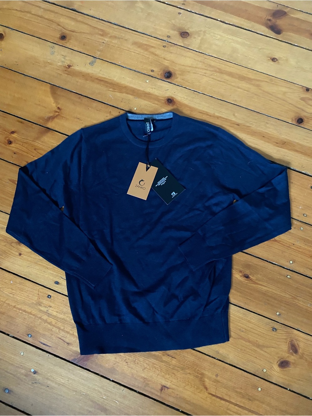 Zanko men’s sweater NWT size medium wool/cashmere blend navy